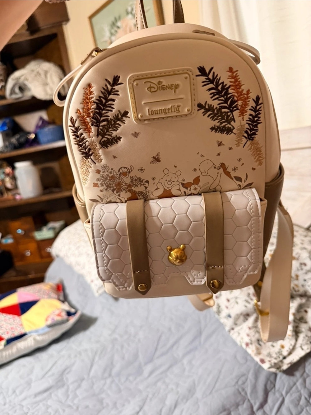 Disney x Loungefly Cream Winnie the Pooh Floral Mini Backpack